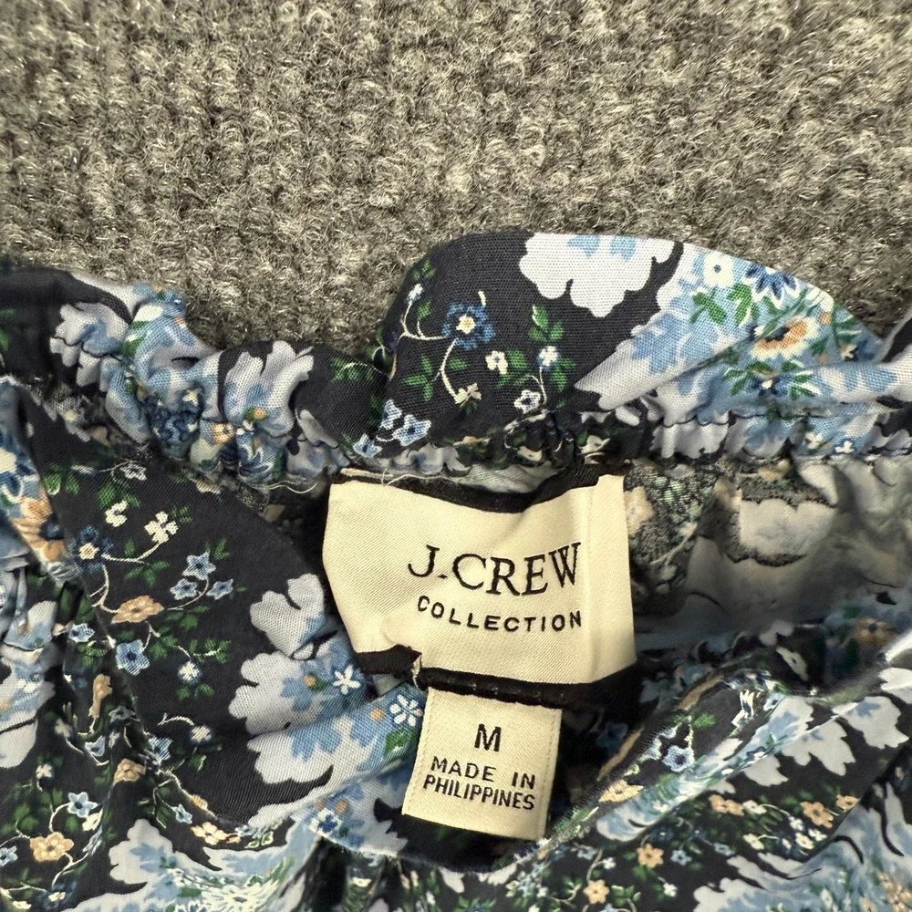 J Crew 90s Top Womens M‎ Blue Floral Babydoll Romantic Fairy Cottage Boho Casual